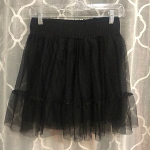 Black Mini Skirt Tulle Top Layer Elastic Waist